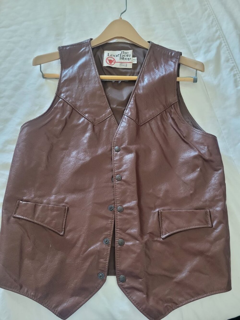 Vintage 1970s  Leather Vest...Mens Size 40